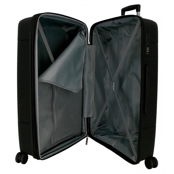 Troler mare Roll Road Acadia, polipropilena, extensibil 4 roti, negru, 29x75x48 cm