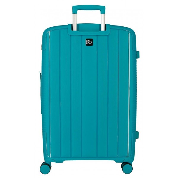 Troler mare Roll Road Acadia, polipropilena, extensibil 4 roti, verde turcoaz, 29x75x48 cm