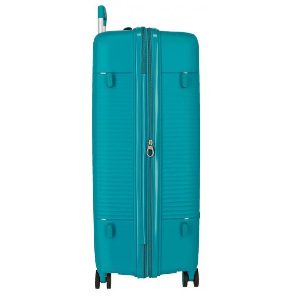 Troler mare Roll Road Acadia, polipropilena, extensibil 4 roti, verde turcoaz, 29x75x48 cm