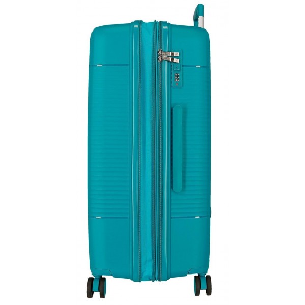 Troler mare Roll Road Acadia, polipropilena, extensibil 4 roti, verde turcoaz, 29x75x48 cm