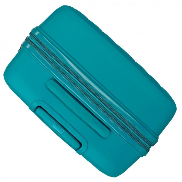 Troler mare Roll Road Acadia, polipropilena, extensibil 4 roti, verde turcoaz, 29x75x48 cm