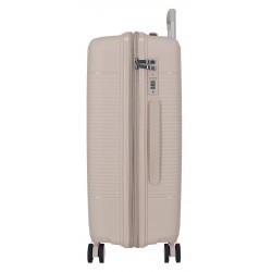 Troler mare Roll Road Acadia, polipropilena, extensibil 4 roti, bej sampanie, 29x75x48 cm