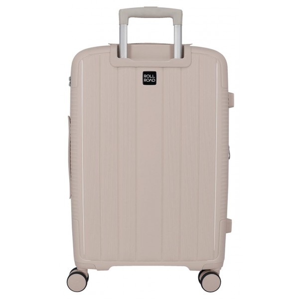 Troler mare Roll Road Acadia, polipropilena, extensibil 4 roti, bej sampanie, 29x75x48 cm