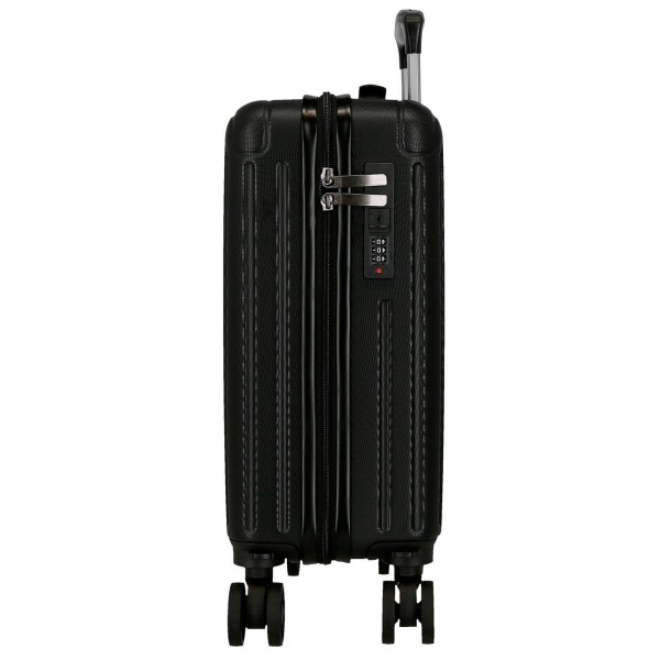 Troler cabina Movom Timber negru, ABS, roti amovibile, 4 roti, 20x40x30 cm