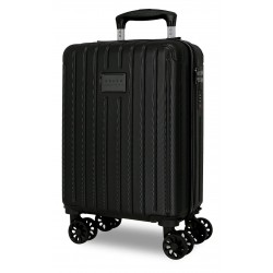 Troler cabina Movom Timber negru, ABS, roti amovibile, 4 roti, 20x40x30 cm