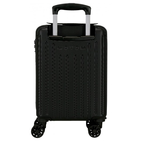 Troler cabina Movom Timber negru, ABS, roti amovibile, 4 roti, 20x40x30 cm