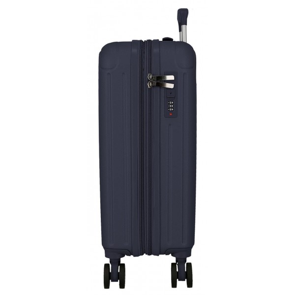 Troler cabina Movom Timber, ABS, extensibil, 4 roti, bleumarin, 20x55x40 cm