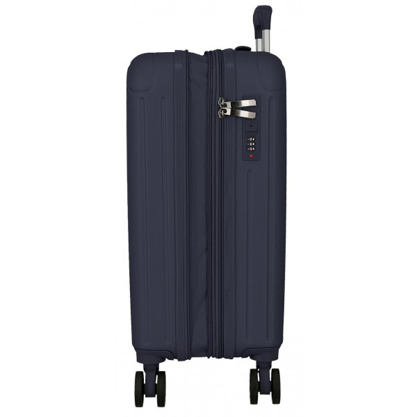 Troler cabina Movom Timber, ABS, extensibil, 4 roti, bleumarin, 20x55x40 cm