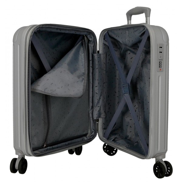 Troler cabina Movom Timber, ABS, extensibil, 4 roti, argintiu, 20x55x40 cm