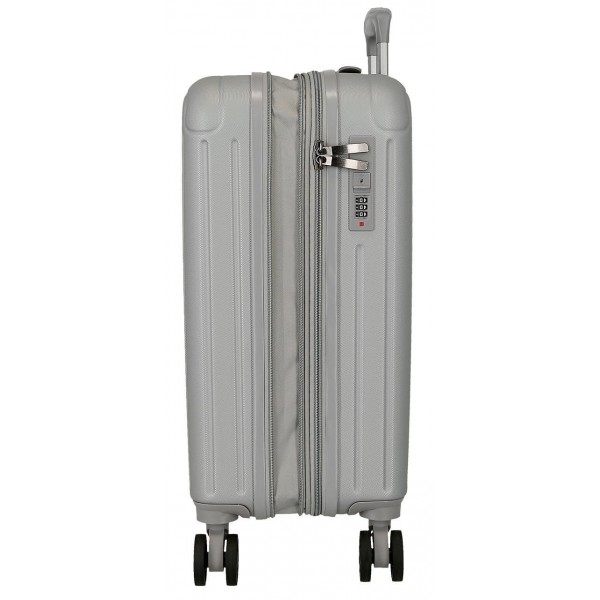 Troler cabina Movom Timber, ABS, extensibil, 4 roti, argintiu, 20x55x40 cm