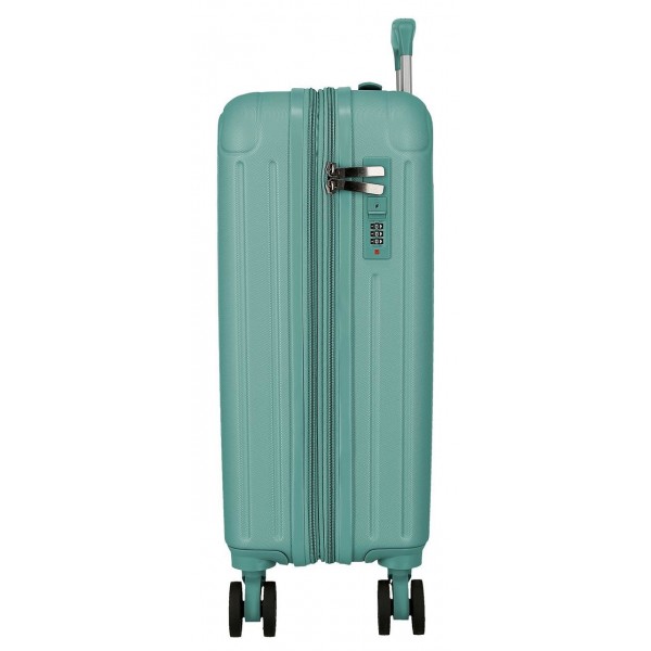 Troler cabina Movom Timber, ABS, extensibil, 4 roti, turcoaz, 20x55x40 cm