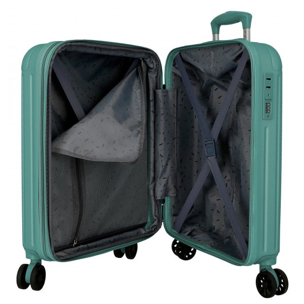 Troler cabina Movom Timber, ABS, extensibil, 4 roti, turcoaz, 20x55x40 cm