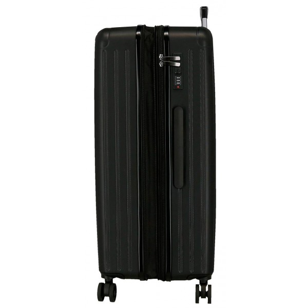 Troler mediu Movom Timber, ABS, extensibil, 4 roti, negru, 27x68x48 cm