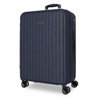 Troler mediu Movom Timber, ABS, extensibil, 4 roti, bleumarin, 27x68x48 cm