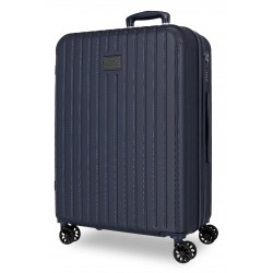 Troler mediu Movom Timber, ABS, extensibil, 4 roti, bleumarin, 27x68x48 cm