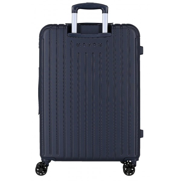 Troler mediu Movom Timber, ABS, extensibil, 4 roti, bleumarin, 27x68x48 cm