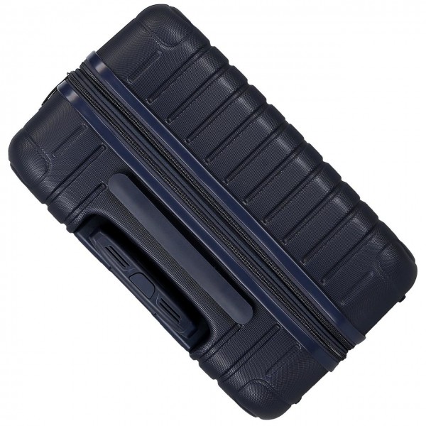 Troler mediu Movom Timber, ABS, extensibil, 4 roti, bleumarin, 27x68x48 cm