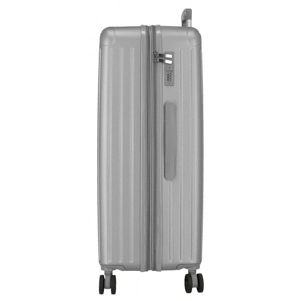 Troler mediu Movom Timber, ABS, extensibil, 4 roti, argintiu, 27x68x48 cm