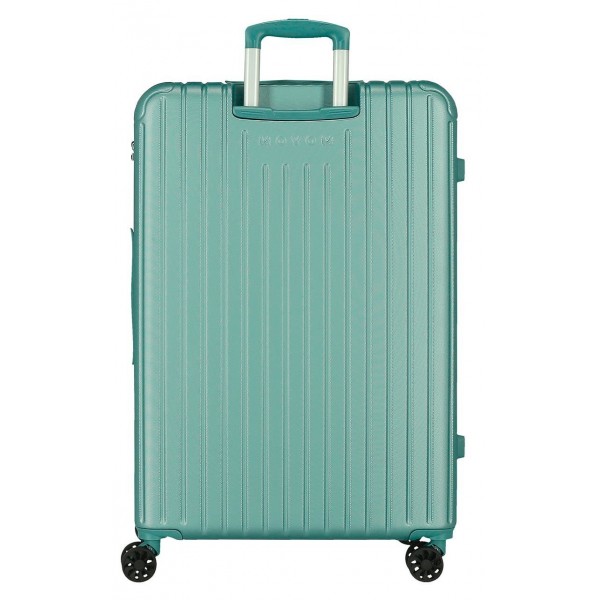 Troler mediu Movom Timber, ABS, extensibil, 4 roti, turcoaz, 27x68x48 cm