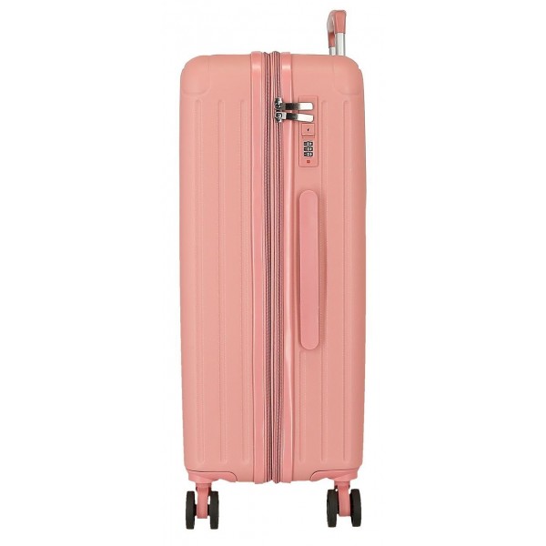 Troler mediu Movom Timber, ABS, extensibil, 4 roti, nude, 27x68x48 cm