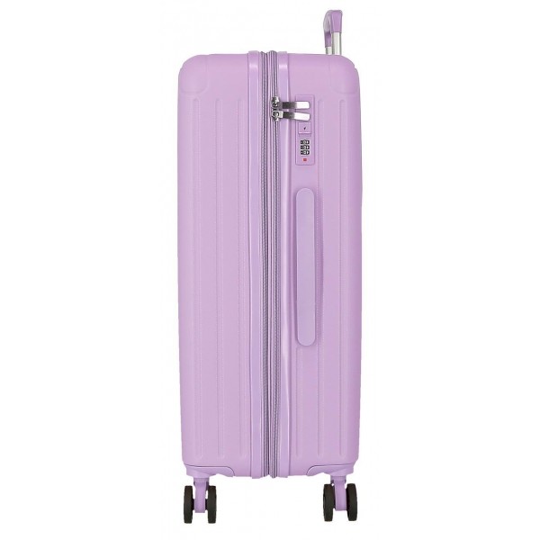 Troler mediu Movom Timber, ABS, extensibil, 4 roti, lila, 27x68x48 cm