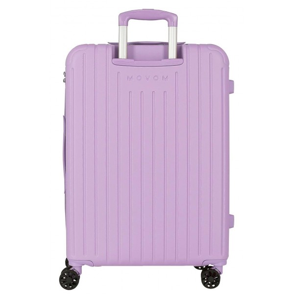 Troler mediu Movom Timber, ABS, extensibil, 4 roti, lila, 27x68x48 cm