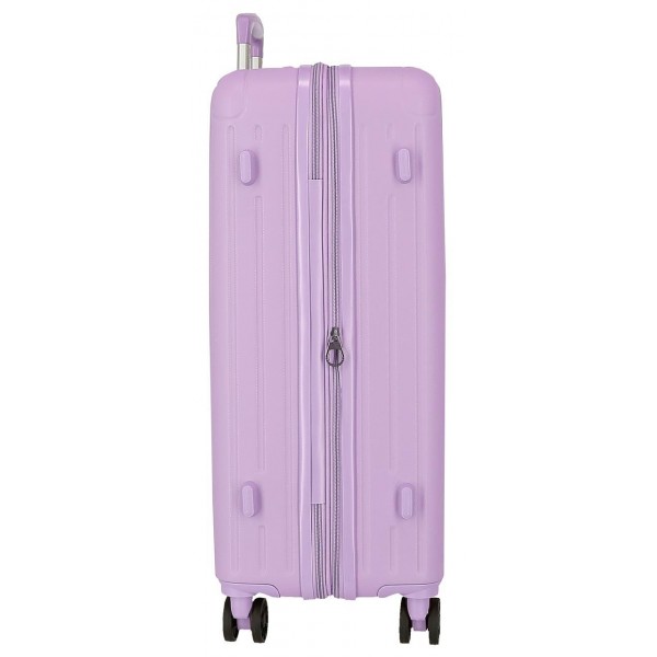 Troler mediu Movom Timber, ABS, extensibil, 4 roti, lila, 27x68x48 cm