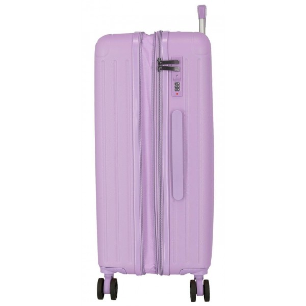 Troler mediu Movom Timber, ABS, extensibil, 4 roti, lila, 27x68x48 cm