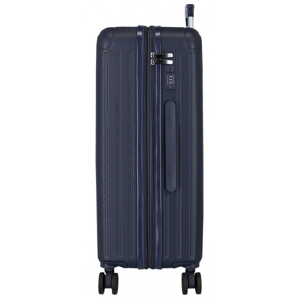 Troler mare Movom Timber, ABS, extensibil, 4 roti, bleumarin, 31x78x53 cm