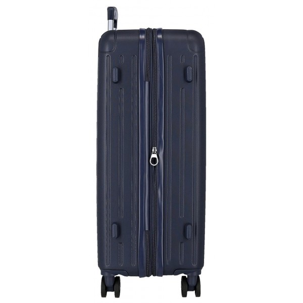 Troler mare Movom Timber, ABS, extensibil, 4 roti, bleumarin, 31x78x53 cm