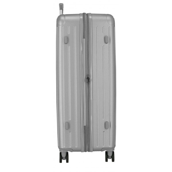 Troler mare Movom Timber, ABS, extensibil, 4 roti, argintiu, 31x78x53 cm