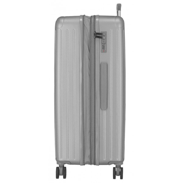 Troler mare Movom Timber, ABS, extensibil, 4 roti, argintiu, 31x78x53 cm