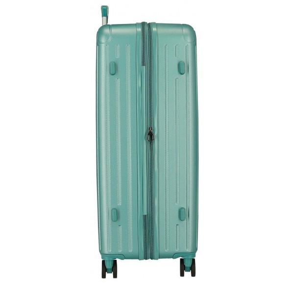 Troler mare Movom Timber, ABS, extensibil, 4 roti, turcoaz, 31x78x53 cm