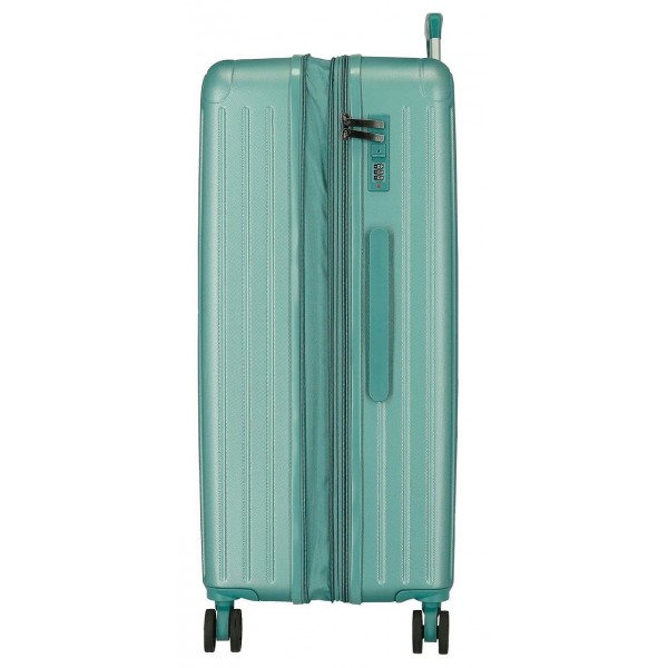 Troler mare Movom Timber, ABS, extensibil, 4 roti, turcoaz, 31x78x53 cm