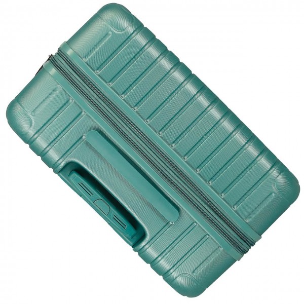 Troler mare Movom Timber, ABS, extensibil, 4 roti, turcoaz, 31x78x53 cm