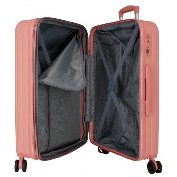 Troler mare Movom Timber, ABS, extensibil, 4 roti, nude, 31x78x53 cm