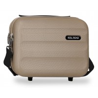 Geanta cosmetice Roll Road Flex, ABS, adaptabila, bej auriu, 15x21x29 cm