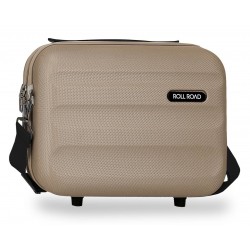 Geanta cosmetice Roll Road Flex, ABS, adaptabila, bej auriu, 15x21x29 cm