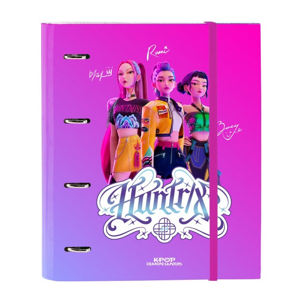 Biblioraft cu 4 inele K-Pop Demon Hunters Stationery 35mm cu rezerva A4 100 file 27x32x3.5 cm