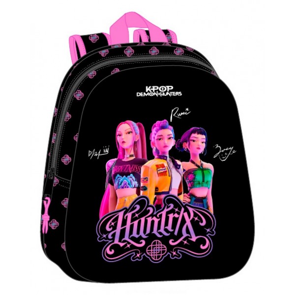 Rucsac 3D fete K-Pop Demon Hunters - Negra, 27x10x33 cm