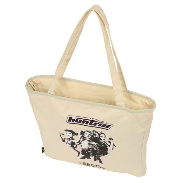 Geanta tote fete K-Pop Demon Hunters cu fermoar bej 36x6.5x38 cm