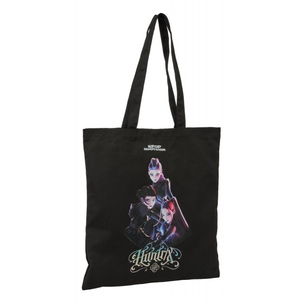 Geanta tote fete K-Pop Demon Hunters, neagra 38x42 cm