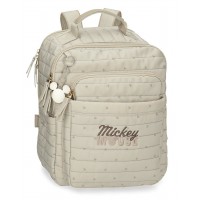 Rucsac casual Duna Mickey 2 compartimente bej 13x32x27 cm