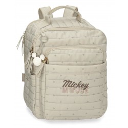 Rucsac casual Duna Mickey 2 compartimente bej 13x32x27 cm