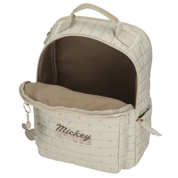 Rucsac casual Duna Mickey 2 compartimente bej 13x32x27 cm