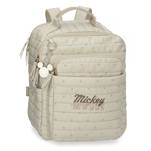 Rucsac casual Duna Mickey 2 compartimente bej 13x32x27 cm