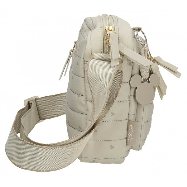 Geanta de umar Duna Mickey 2 compartimente bej 6.5x18x25 cm