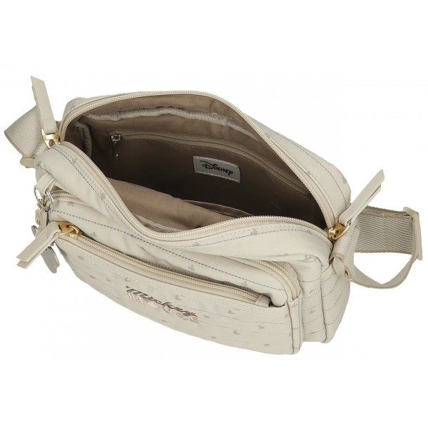 Geanta de umar Duna Mickey 2 compartimente bej 6.5x18x25 cm