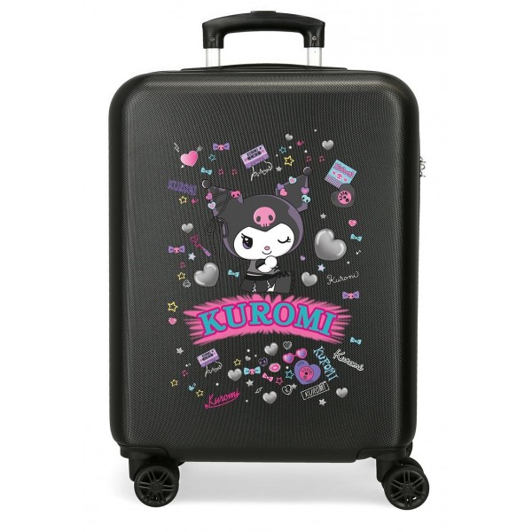Troler copii Kuromi Retro Pop ABS, 4 roti, valiza mica, negru, 55x38x20 cm