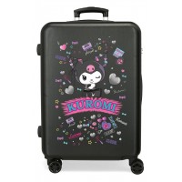 Troler copii Kuromi Retro Pop ABS, 4 roti, valiza medie, negru, 46x65x23 cm